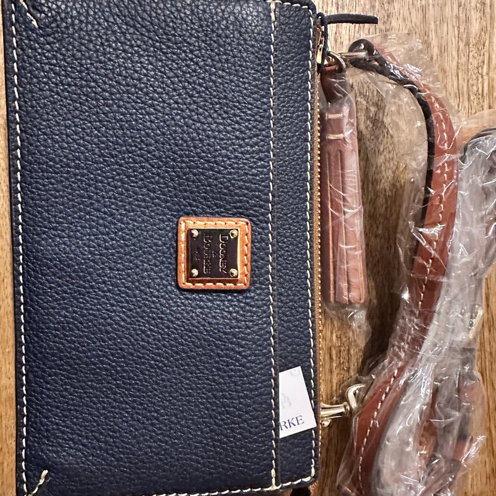 Dooney & Bourke Black and Brown Leather Phone Case